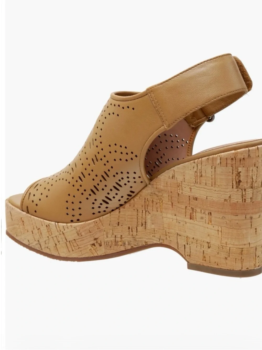 Paolo Tan Perforated napa leather Cork Wedge Sandal